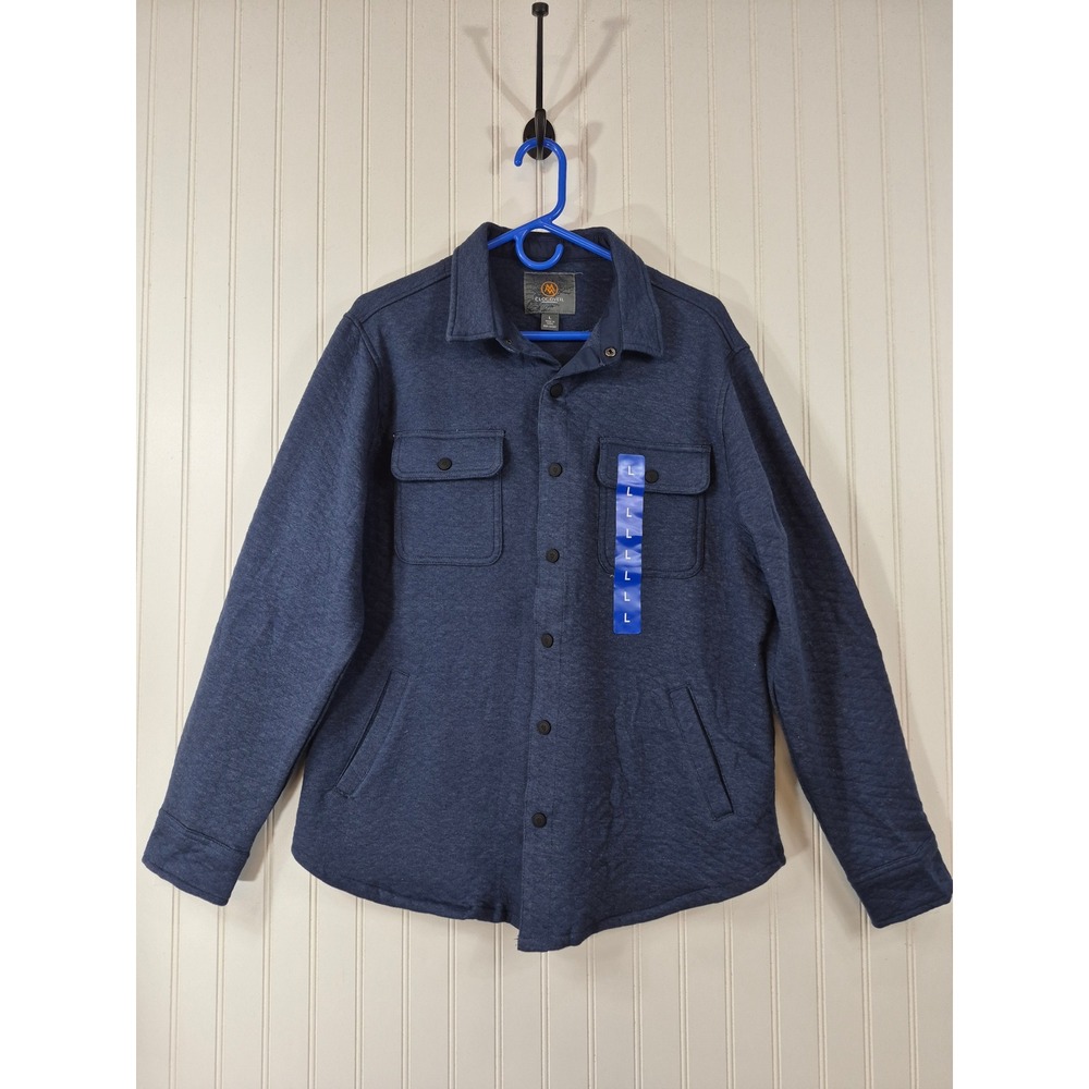 NEW‎ Cloudveil Mens Navy Quilted Fleece Snap Front Shirt Jacket Outdoor Large